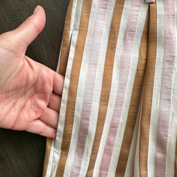 FRAME High-Waisted Pleated Shorts – Striped, Size 8 - Picture 7 of 7